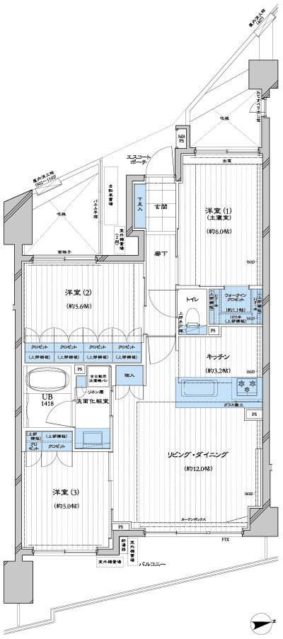 Floor: 3LD ・ K + WIC, the occupied area: 70.01 sq m