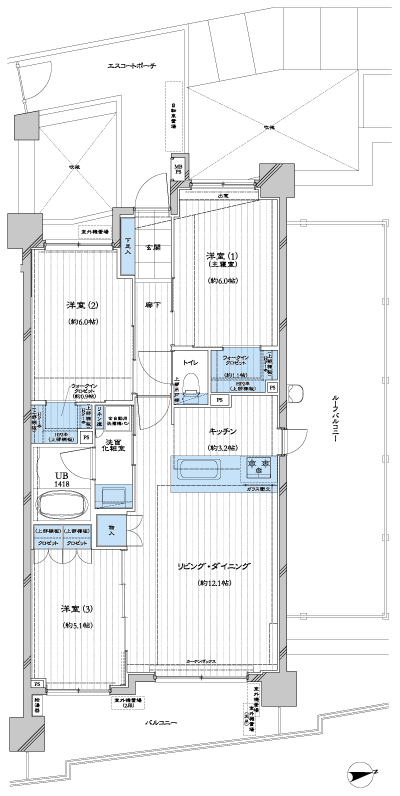 Floor: 3LD ・ K + 2WIC, occupied area: 71.25 sq m