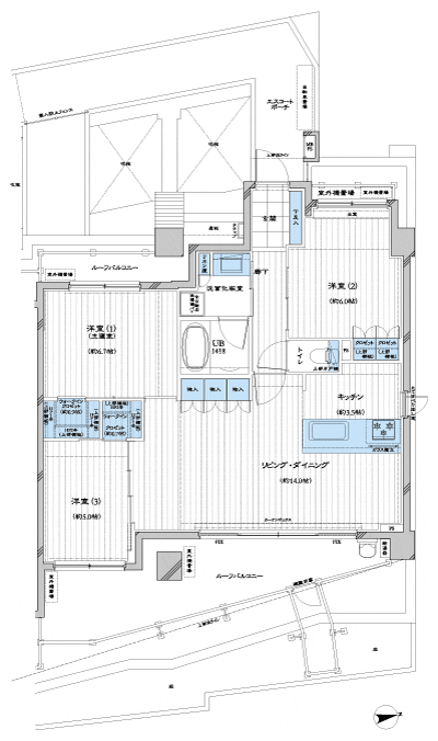 Floor: 3LD ・ K + 2WIC, occupied area: 75.77 sq m