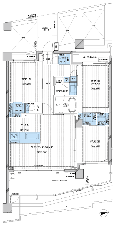 Floor: 3LD ・ K + 3WIC + SIC, the occupied area: 74.06 sq m