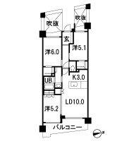 Floor: 3LD ・ K + 2WIC, the area occupied: 65.1 sq m