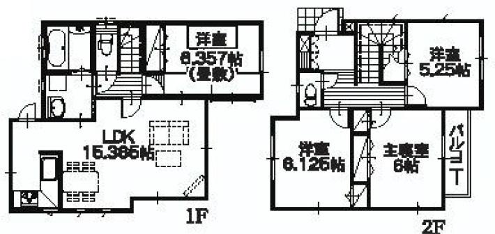 Floor plan. (1 Building), Price 37,800,000 yen, 4LDK, Land area 100.44 sq m , Building area 90.28 sq m