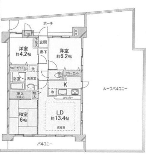Floor plan. 3LDK, Price 28.8 million yen, Occupied area 64.39 sq m , Storage rich floor plan of the balcony area 11.33 sq m large roof balcony charm.