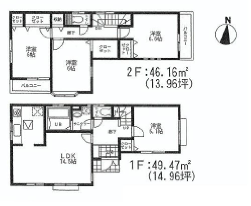 Floor plan. (2), Price 33,800,000 yen, 4LDK, Land area 107.33 sq m , Building area 95.63 sq m