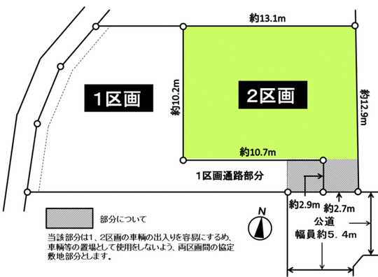 Compartment figure. Day is good for the south direction road and adjacent land passage