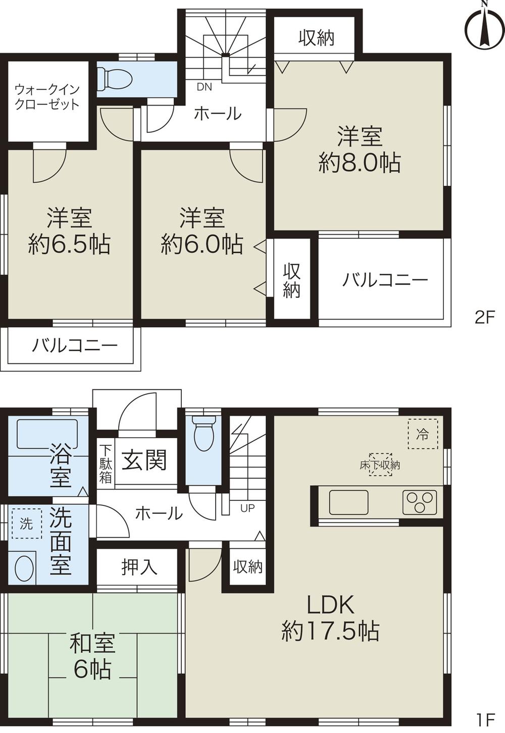 Floor plan. 47,800,000 yen, 4LDK, Land area 147.2 sq m , Building area 105.15 sq m floor plan also widely, Storage are also many 4LDK!