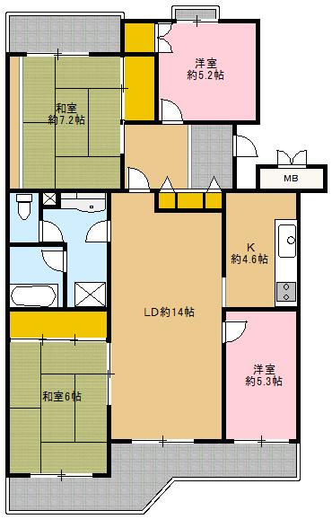 Floor plan. 4LDK, Price 22.5 million yen, Occupied area 92.99 sq m , Balcony area 19.11 sq m