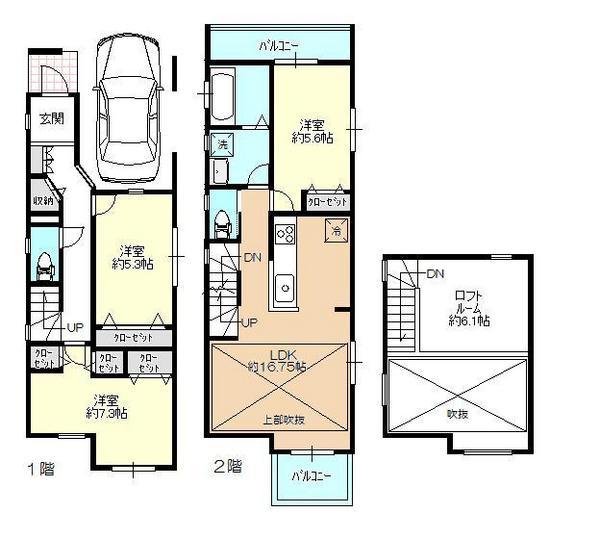 Floor plan. (A Building), Price 32,800,000 yen, 3LDK+S, Land area 78.09 sq m , Building area 101.93 sq m