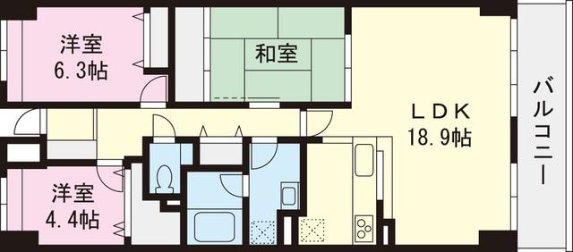 Floor plan. 3LDK, Price 31,800,000 yen, Footprint 80.9 sq m , Balcony area 9.45 sq m