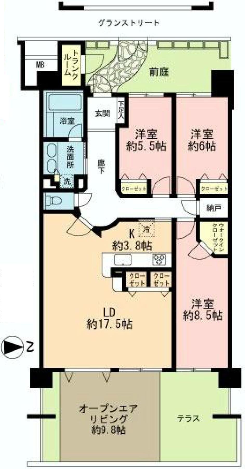 Floor plan. 3LDK, Price 25,500,000 yen, Footprint 100.61 sq m spacious easy-to-use floor plan!