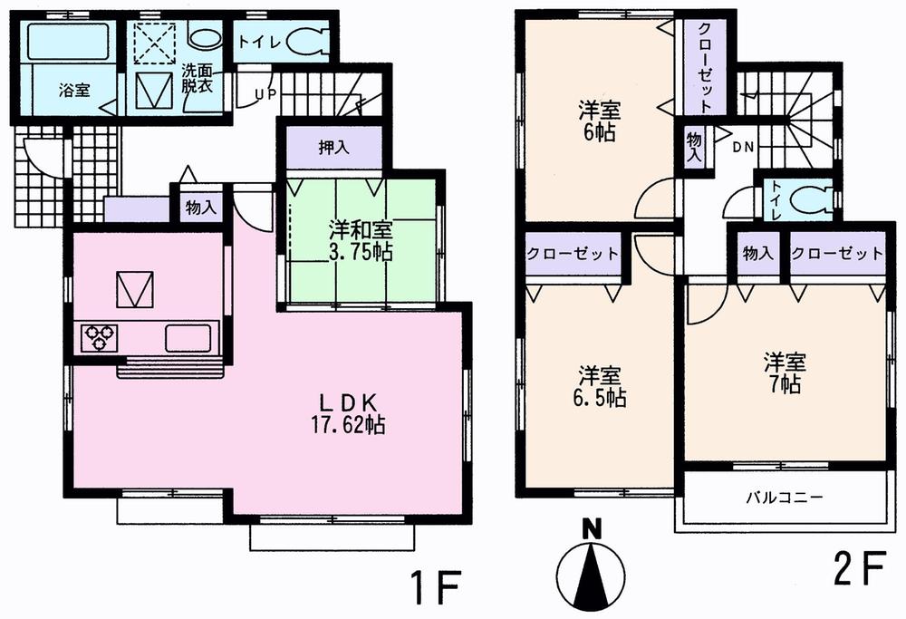Floor plan. (6 Building), Price 45,958,000 yen, 4LDK, Land area 180.51 sq m , Building area 99.38 sq m