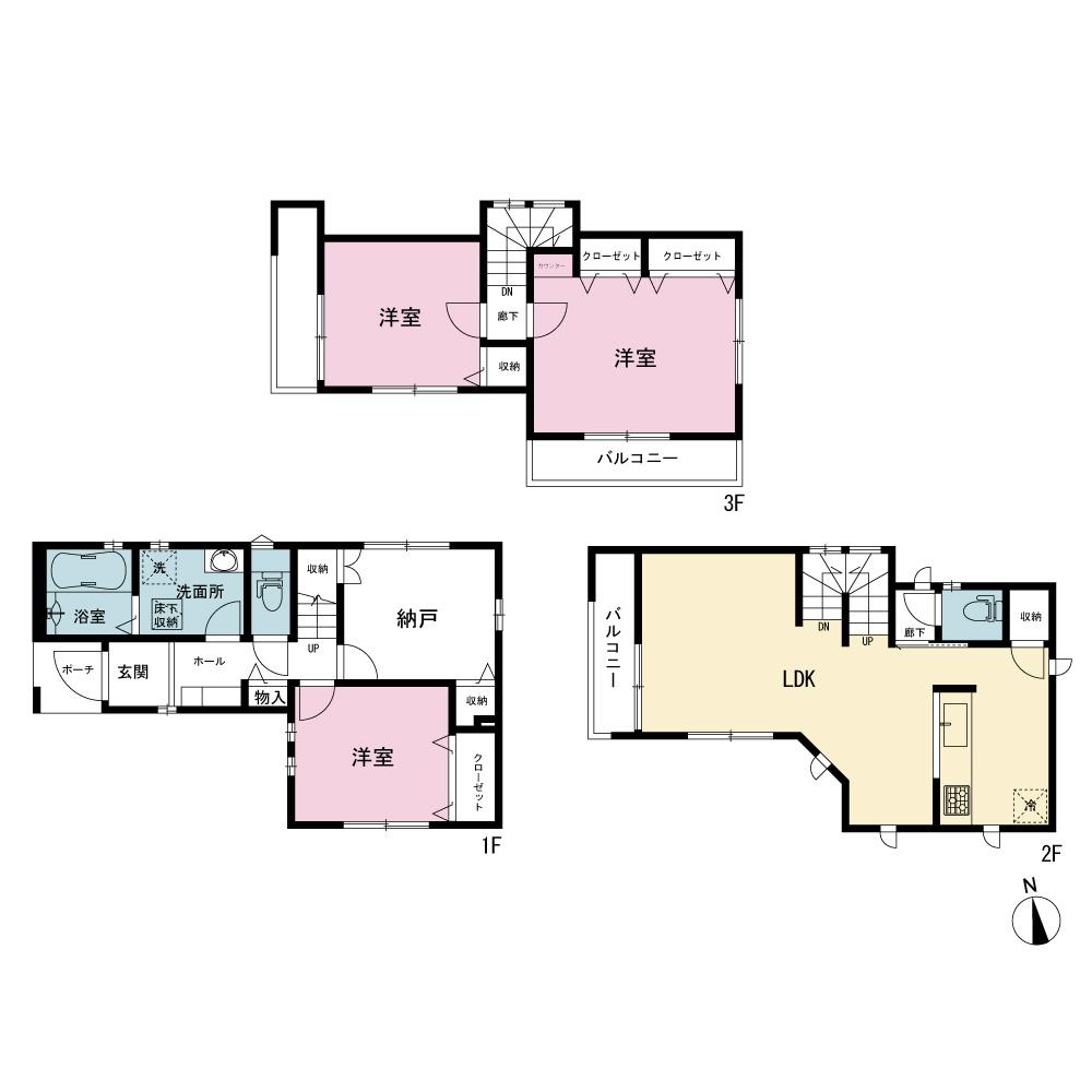 Floor plan. 41,800,000 yen, 3LDK + S (storeroom), Land area 71 sq m , Building area 106.73 sq m