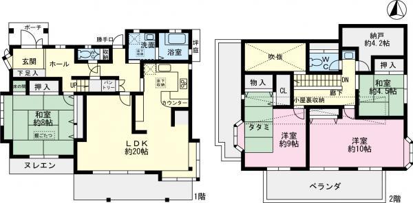 Floor plan. 54,800,000 yen, 4LDK+S, Land area 205.67 sq m , Building area 134.14 sq m