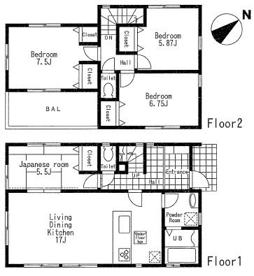 Floor plan. 43,800,000 yen, 4LDK, Land area 147.39 sq m , Building area 99.57 sq m