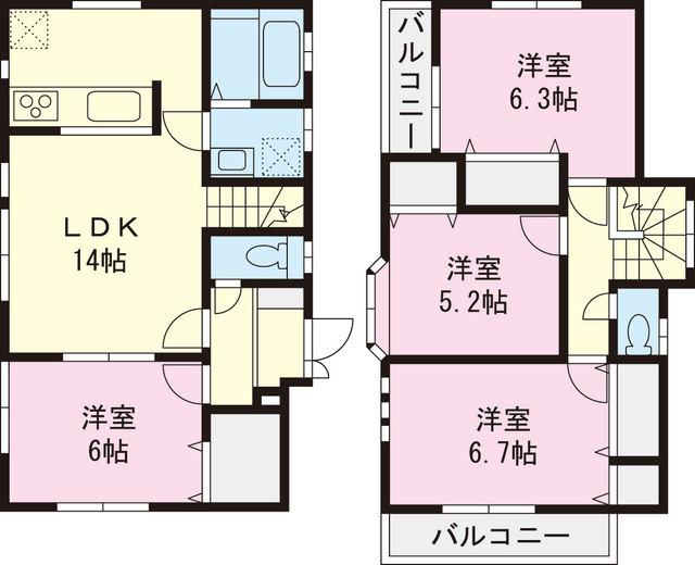 Floor plan. 32,800,000 yen, 4LDK, Land area 107.33 sq m , Building area 91.09 sq m