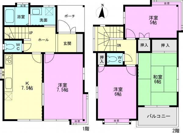 Floor plan. 19,800,000 yen, 4DK, Land area 77.58 sq m , Building area 76.01 sq m