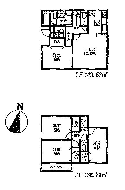Floor plan. (B Building), Price 31,900,000 yen, 4LDK, Land area 122.19 sq m , Building area 87.9 sq m