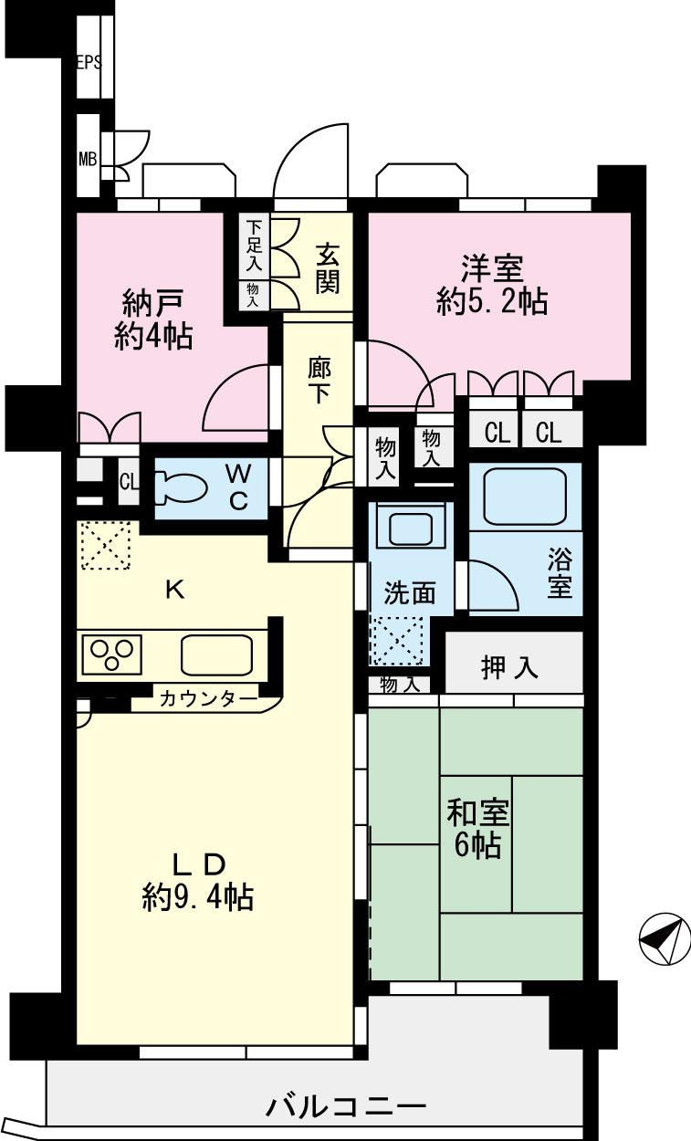 Floor plan. 2LDK + S (storeroom), Price 23.5 million yen, Occupied area 61.17 sq m , Balcony area 8.55 sq m
