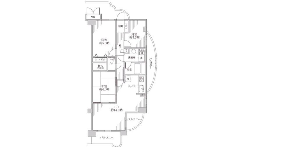 Floor plan. 3LDK, Price 18,980,000 yen, Occupied area 67.58 sq m , Balcony area 13.87 sq m