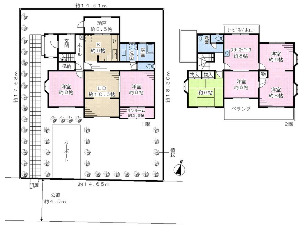 Floor plan. 63,800,000 yen, 6LDK + S (storeroom), Land area 262.63 sq m , Building area 149.74 sq m floor plan