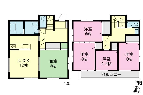 Floor plan. 15.8 million yen, 5LDK, Land area 174.13 sq m , Building area 107.37 sq m