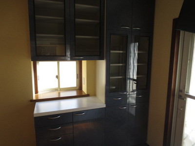 Kitchen. Cupboard of a kitchen equipped