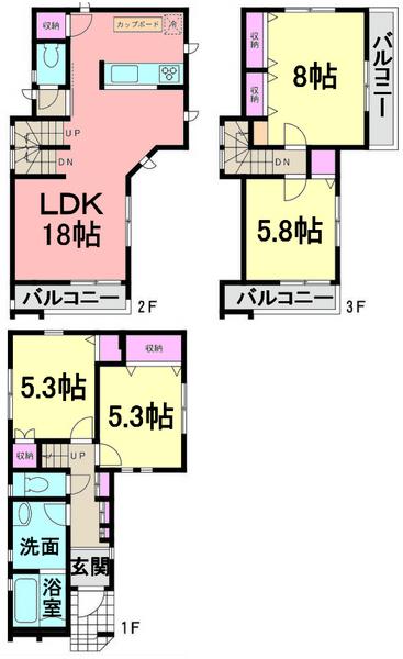 Floor plan. 41,800,000 yen, 4LDK, Land area 71.02 sq m , Building area 107.48 sq m