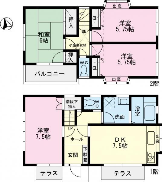 Floor plan. 23.8 million yen, 4DK+S, Land area 155.16 sq m , Building area 79.31 sq m
