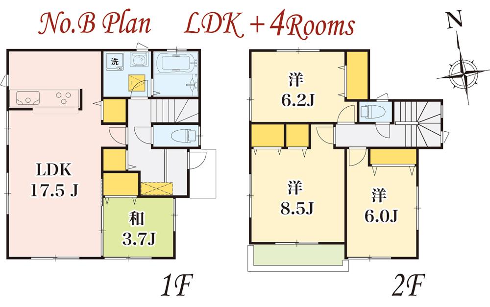 Floor plan. (B Building), Price 45,800,000 yen, 4LDK, Land area 180.01 sq m , Building area 99.37 sq m
