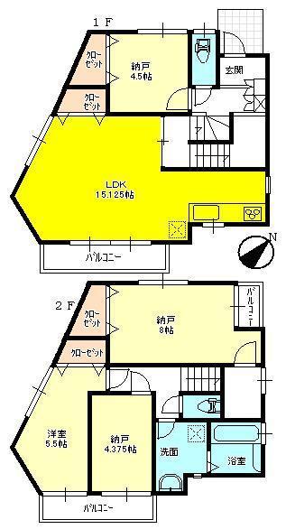 Floor plan. (4 Building), Price 35,800,000 yen, 4LDK, Land area 96.97 sq m , Building area 93.56 sq m