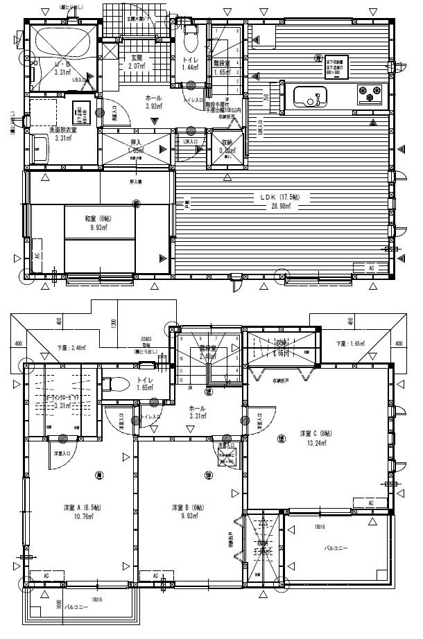 Floor plan. 43,800,000 yen, 4LDK, Land area 185.84 sq m , Building area 105.15 sq m