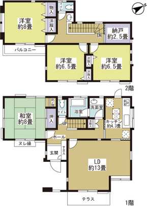 Floor plan. Building 4LD ・ It is a K type
