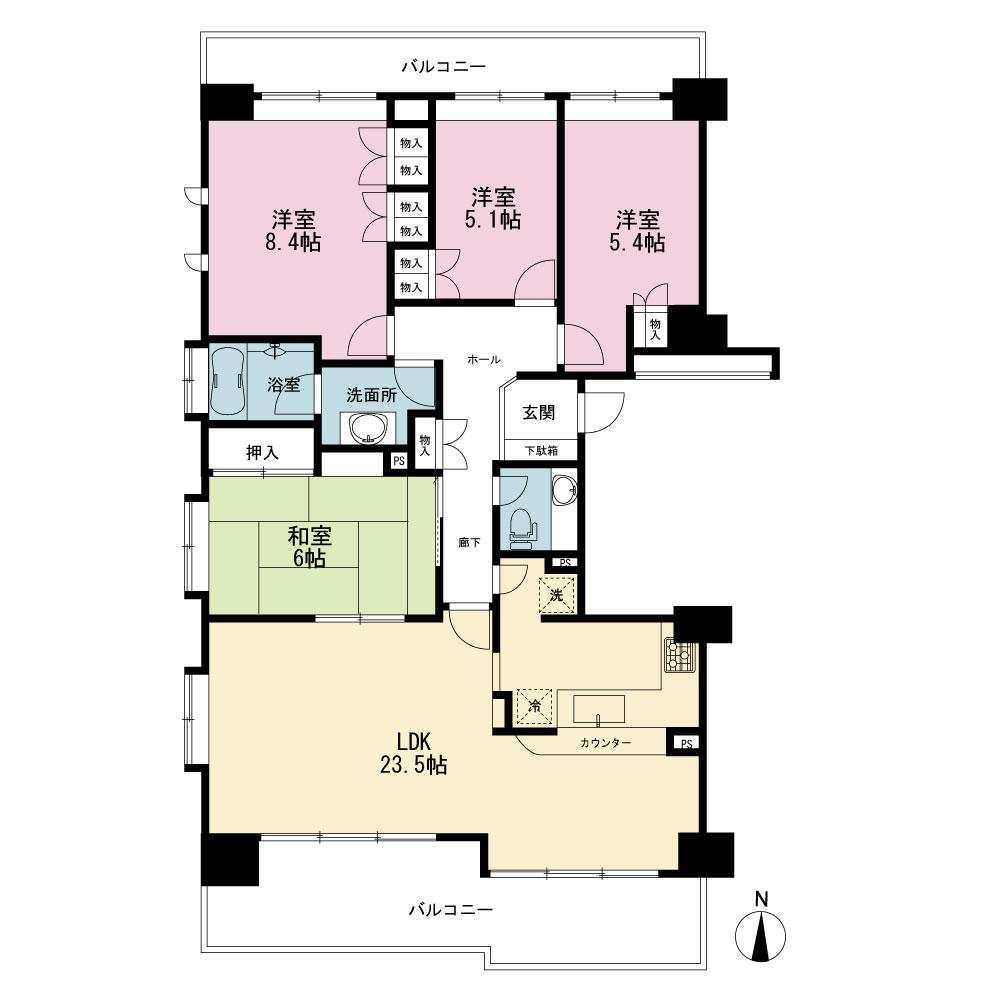 Floor plan. 4LDK, Price 27,900,000 yen, Footprint 107.52 sq m , Balcony area 25.06 sq m