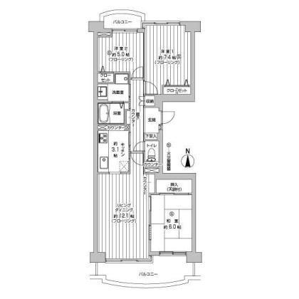 Floor plan. 3LDK, Price 21.9 million yen, Occupied area 76.28 sq m , Balcony area 12.41 sq m