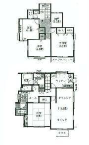 Floor plan. 50,500,000 yen, 4LDK + S (storeroom), Land area 180.2 sq m , Release preeminent of the floor plan and the location and the day by building area 120.27 sq m All rooms southwestward. 