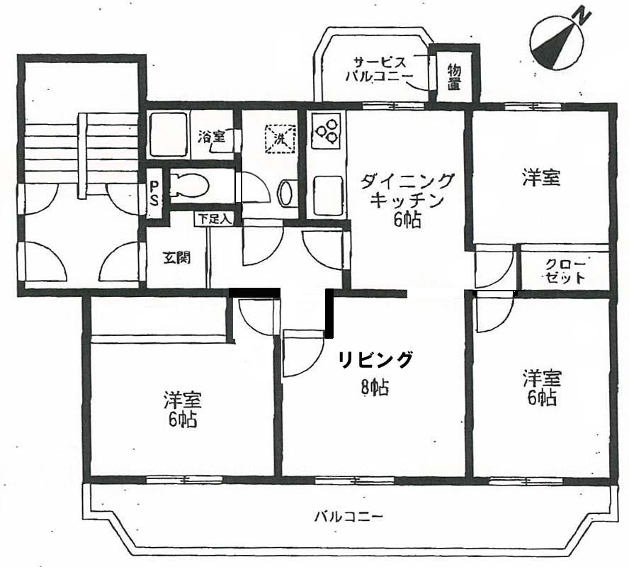Floor plan. 3LDK, Price 9.8 million yen, Occupied area 73.57 sq m , Balcony area 17.37 sq m
