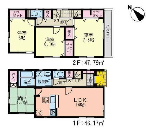 Floor plan. (3 Building), Price 36,800,000 yen, 3LDK+S, Land area 115.28 sq m , Building area 93.96 sq m