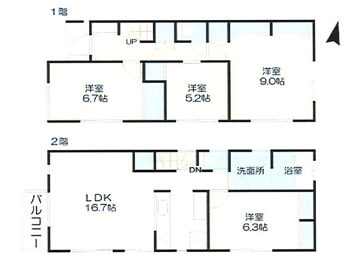 Floor plan. 43,800,000 yen, 4LDK, Land area 96.44 sq m , Building area 101.85 sq m