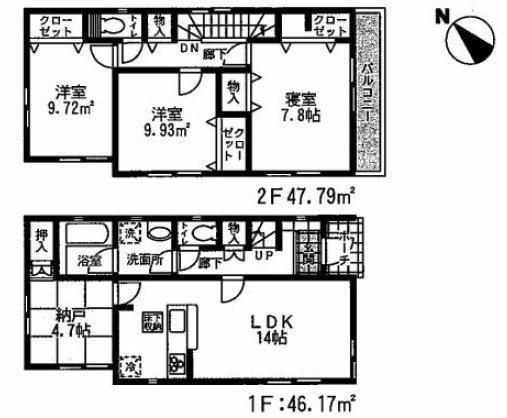 Floor plan. (3 Building), Price 37,800,000 yen, 3LDK+S, Land area 115.28 sq m , Building area 93.96 sq m