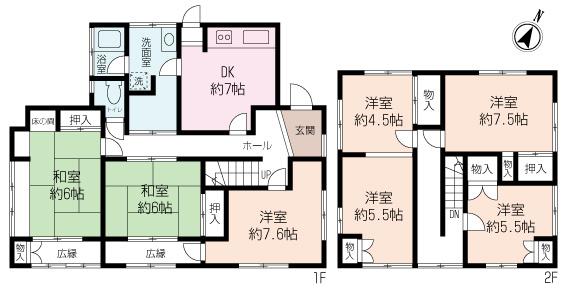 Floor plan. 54,800,000 yen, 7DK, Land area 223.21 sq m , Building area 128.34 sq m