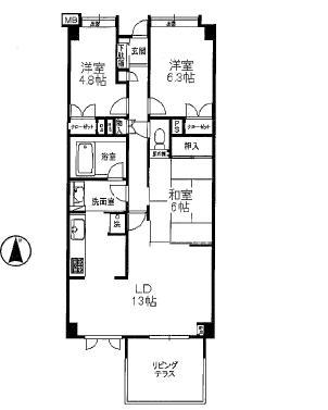 Floor plan. 3LDK, Price 14.7 million yen, Occupied area 78.57 sq m , Balcony area 8.73 sq m