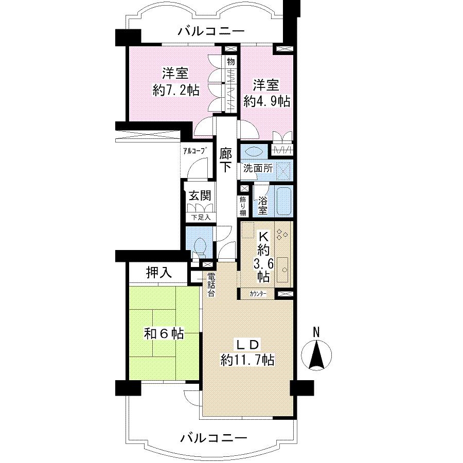 Floor plan. 3LDK, Price 19,800,000 yen, Occupied area 76.01 sq m , Balcony area 20.73 sq m floor plan