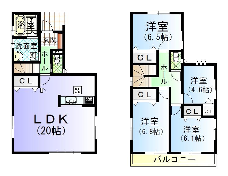 Floor plan. (Building 2), Price 43,800,000 yen, 4LDK, Land area 128.7 sq m , Building area 102.78 sq m