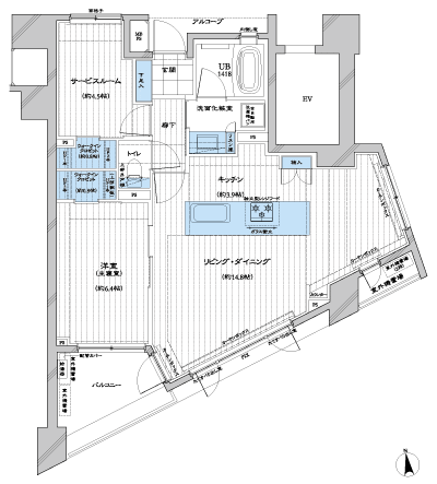 Floor: 1LD ・ K + S + 2WIC, occupied area: 63.79 sq m