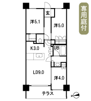 Floor: 3LD ・ K + WIC, the occupied area: 57.05 sq m