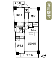 Floor: 3LD ・ K + 2WIC, occupied area: 67.45 sq m