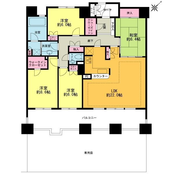 Floor plan. 4LDK, Price 62,300,000 yen, Footprint 114.74 sq m , Balcony area 24 sq m