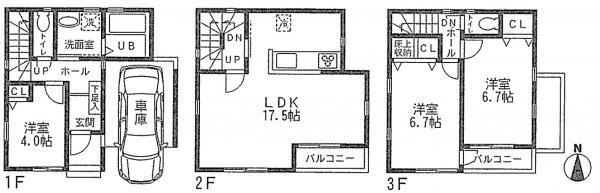 Floor plan. 37,960,000 yen, 3LDK, Land area 51 sq m , Building area 98.53 sq m