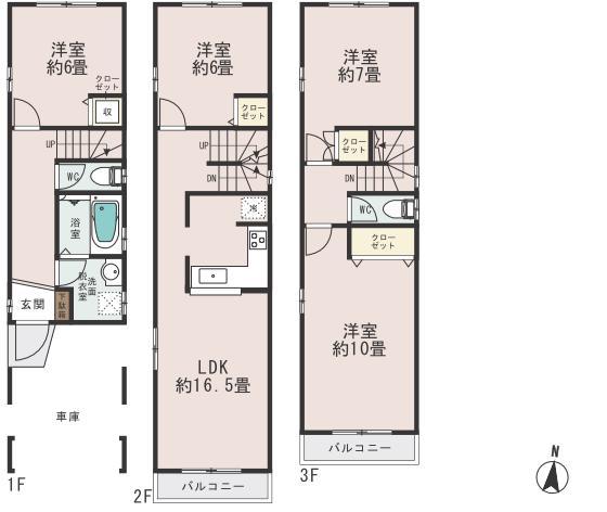 Floor plan. (A Building), Price 42,800,000 yen, 4LDK, Land area 68.15 sq m , Building area 121.95 sq m