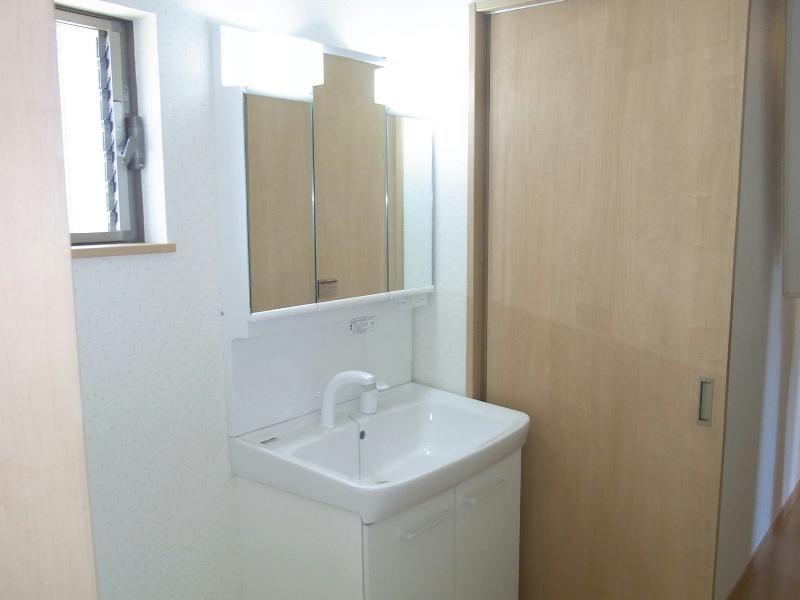 Wash basin, toilet. Bathroom vanity